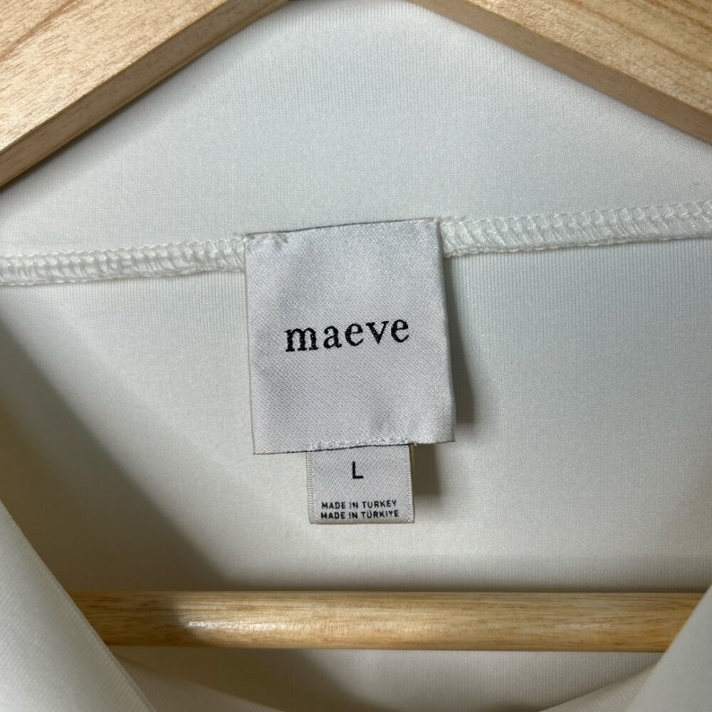 Anthropologie Maeve Neoprene Hourglass Pullover Womens Size Large Ivory Stretch - Picture 3 of 12